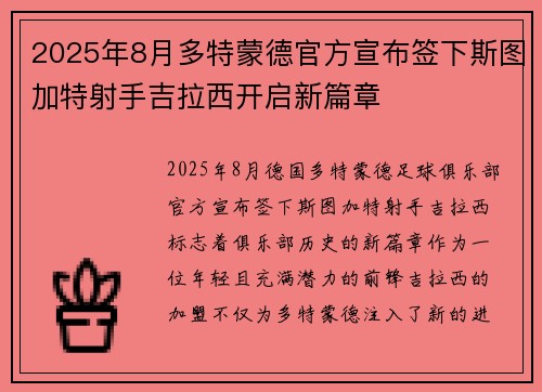 2025年8月多特蒙德官方宣布签下斯图加特射手吉拉西开启新篇章 2025年8月多特蒙德官方宣布签下斯图加特射手吉拉西开启新篇章
